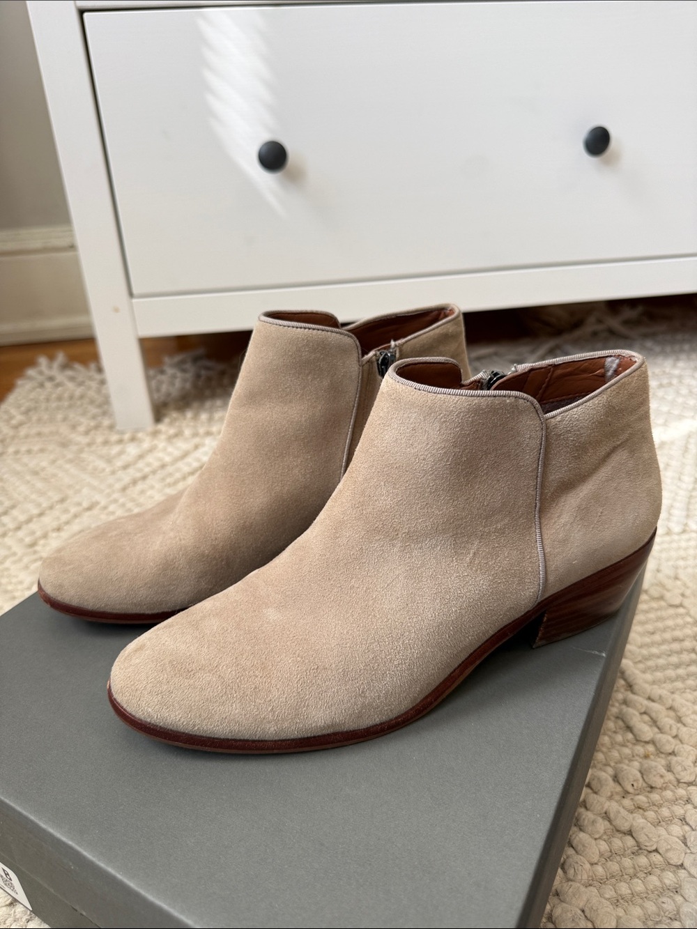 Sam Edelman Taupe Suede Ankle Booties